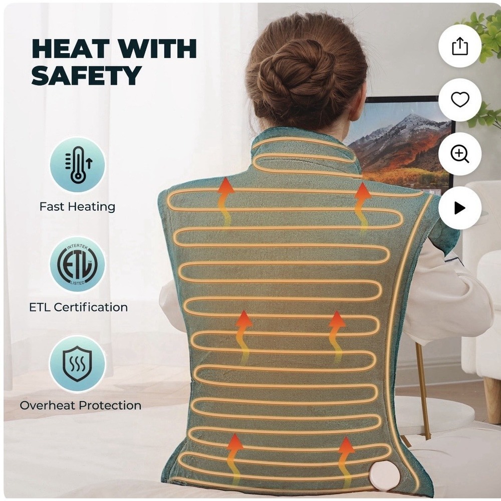 MaxKare Large Heating Pad 24x40 Green Back & Shoulder Pain Relief NIB